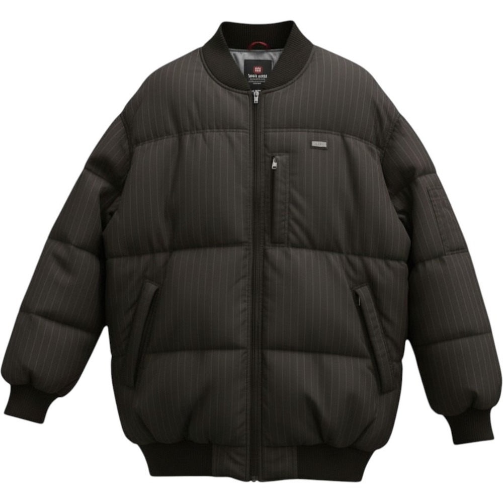 Ecko Unltd Puffer Bomber Jacket Mens 3XL‎ Black Pinstripe Quilted Streetwear